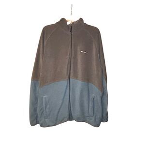 Columbia Mens Full Zip Fleece Jacket XXL Gray Blue Colorblock Outdoor